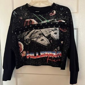 Star Wars Millennium Falcon Women's Crop Top Long Sleeve Sweatshirt Small
